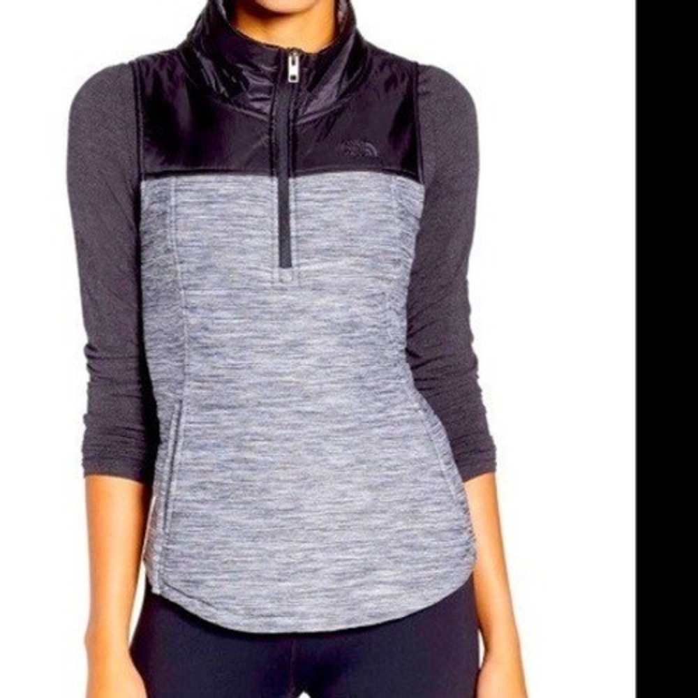 The North Face Women's Pseudio 1/2 Zip Vest Black Gray Size S Lightweight